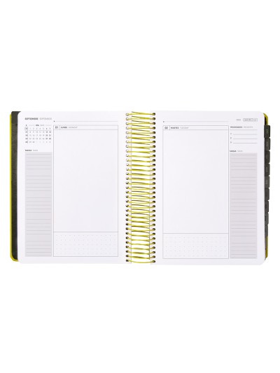 Agenda escolar antartik 25-26 espiral neon amarillo dia pagina a5 bilingüe papel fsc 80 gr