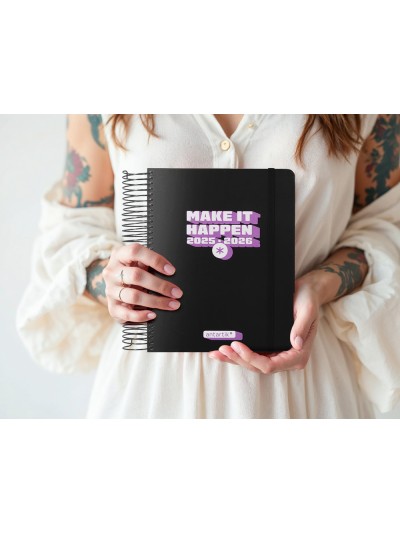 Agenda escolar antartik 25-26 espiral neon negro dia pagina a5 bilingüe papel fsc 80 gr