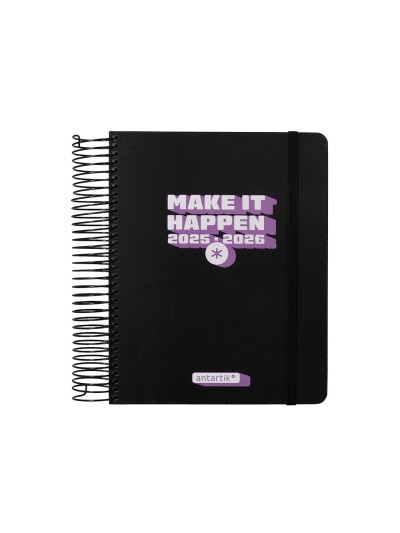 Agenda escolar antartik 25-26 espiral neon negro dia pagina a5 bilingüe papel fsc 80 gr