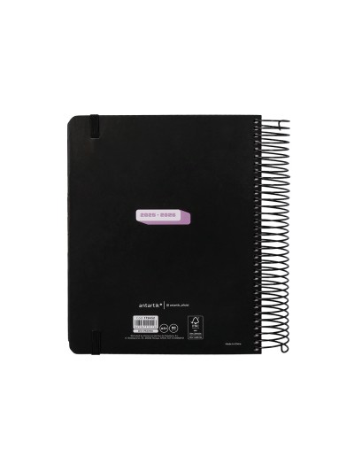 Agenda escolar antartik 25-26 espiral neon negro dia pagina a5 bilingüe papel fsc 80 gr