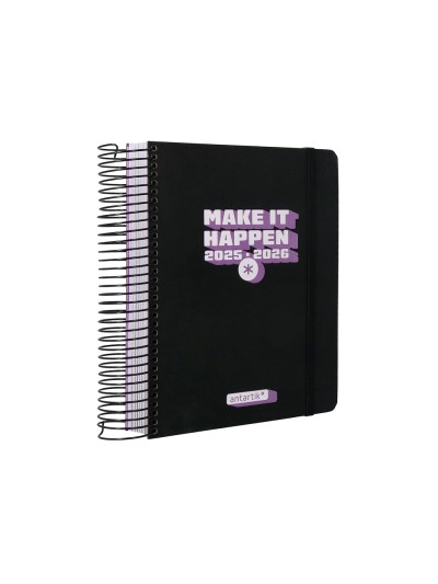 Agenda escolar antartik 25-26 espiral neon negro dia pagina a5 bilingüe papel fsc 80 gr
