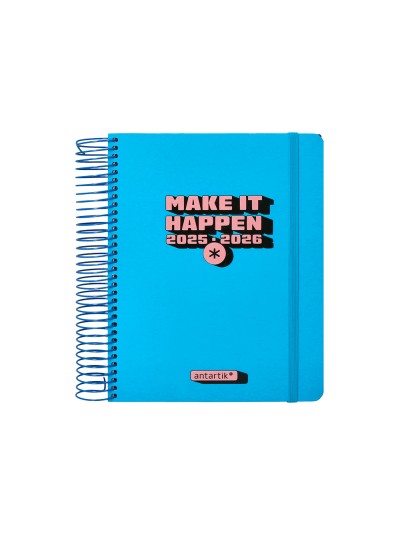 Agenda escolar antartik 25-26 espiral neon azul dia pagina a5 bilingüe papel fsc 80 gr