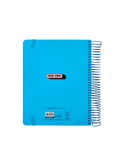 Agenda escolar antartik 25-26 espiral neon azul dia pagina a5 bilingüe papel fsc 80 gr