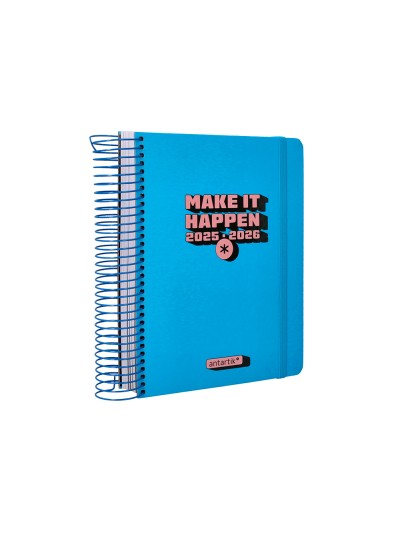 Agenda escolar antartik 25-26 espiral neon azul dia pagina a5 bilingüe papel fsc 80 gr