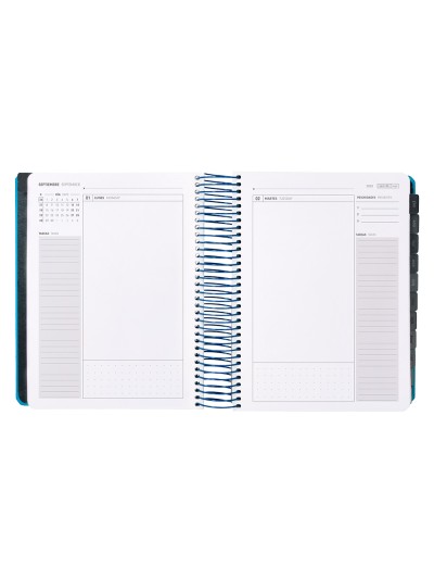 Agenda escolar antartik 25-26 espiral neon azul dia pagina a5 bilingüe papel fsc 80 gr
