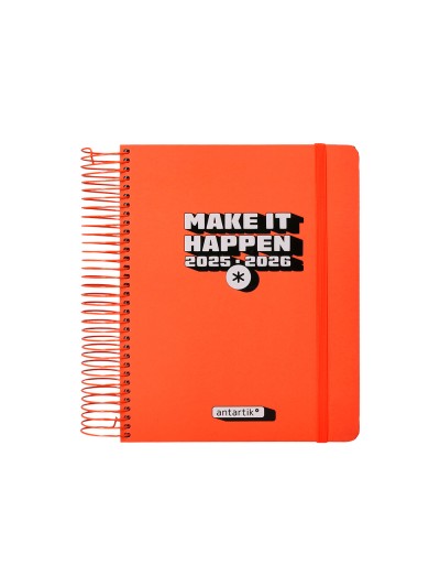 Agenda escolar antartik 25-26 espiral neon rosa dia pagina a5 bilingüe papel fsc 80 gr