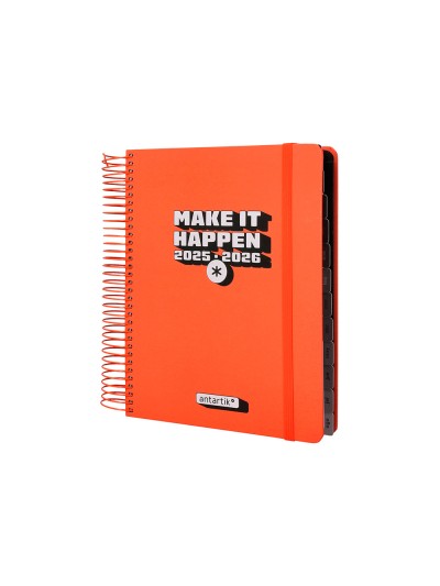 Agenda escolar antartik 25-26 espiral neon rosa dia pagina a5 bilingüe papel fsc 80 gr