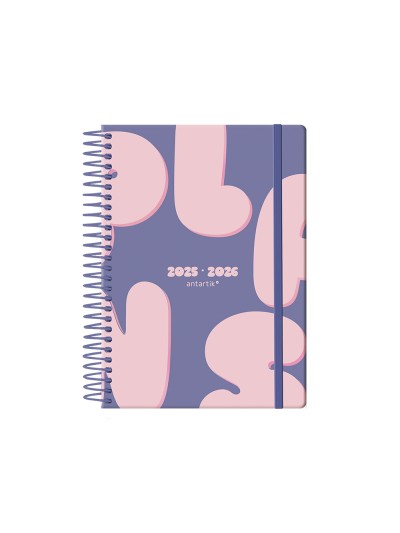 Agenda escolar antartik 25-26 espiral plans morado dia pagina a5 bilingüe papel fsc 80 gr
