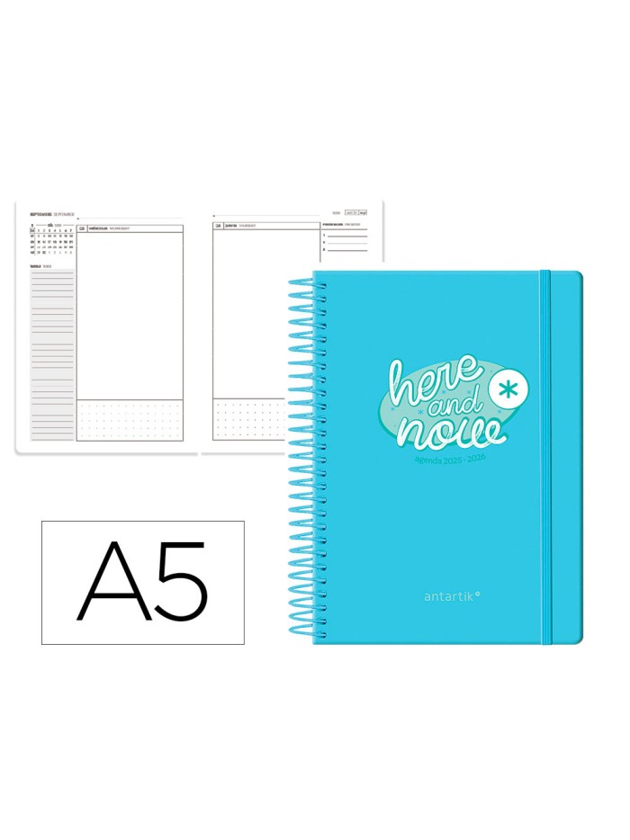 Agenda escolar antartik 25-26 espiral here and now azul dia pagina a5 bilingüe papel fsc 80 gr 80 gr Agenda escolar antartik 25-26 espiral here and now azul dia pagina a5 bilingüe papel fsc 80 gr 80 gr