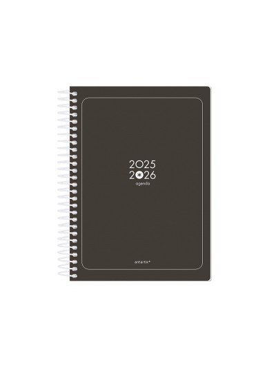 Agenda escolar antartik 25-26 espiral essentials negro dia pagina a5 bilingüe papel fsc 80 gr