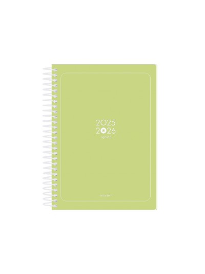Agenda escolar antartik 25-26 espiral essentials verde lima dia pagina a5 bilingüe papel fsc 80 gr