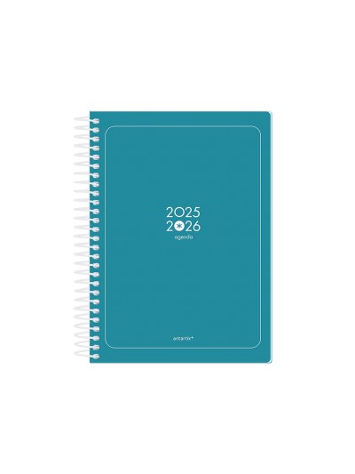 Agenda escolar antartik 25-26 espiral essentials azul oscuro dia pagina a5 bilingüe papel fsc 80 gr