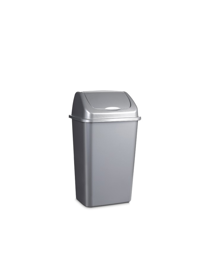 Papelera basculante plasticforte plastico 15 litros color plata 285x225x470 mm Papelera basculante plasticforte plastico 15 litros color plata 285x225x470 mm