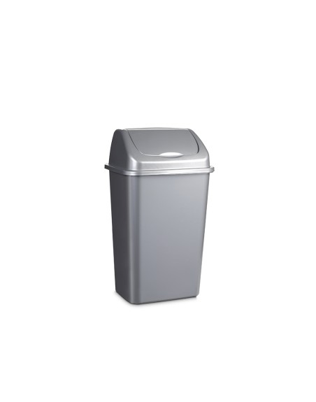 Papelera basculante plasticforte plastico 15 litros color plata 285x225x470 mm
