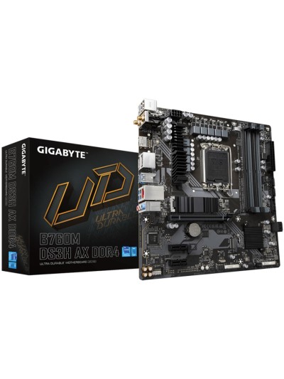 Placa base gigabyte b760m ds3h ax 1700 matx - 4 x ddr4 - 4 x sata - 3 x usb 3.2 - 2 x usb 2.0 - 1 x usb tipo c