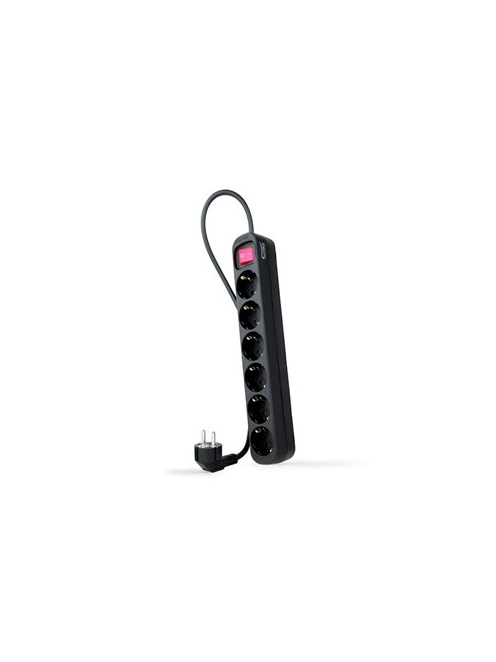Regleta 6 tomas 1.4m nanocable con interruptor negro - 250v - proteccion Regleta 6 tomas 1.4m nanocable con interruptor negro - 250v - proteccion