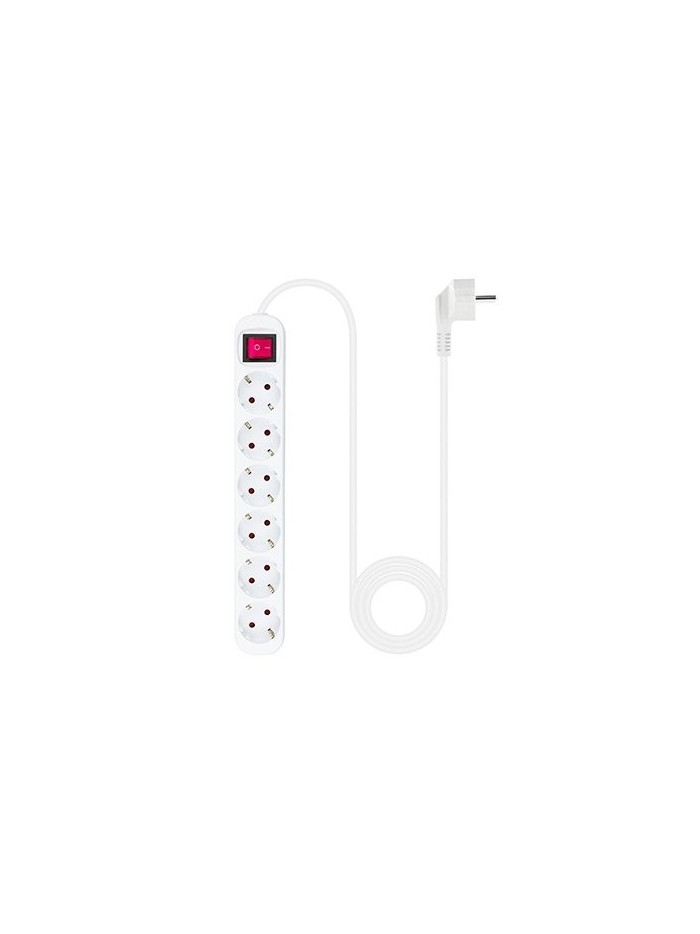 Regleta 6 tomas 1.4m nanocable con interruptor blanco 250v - proteccion Regleta 6 tomas 1.4m nanocable con interruptor blanco 250v - proteccion