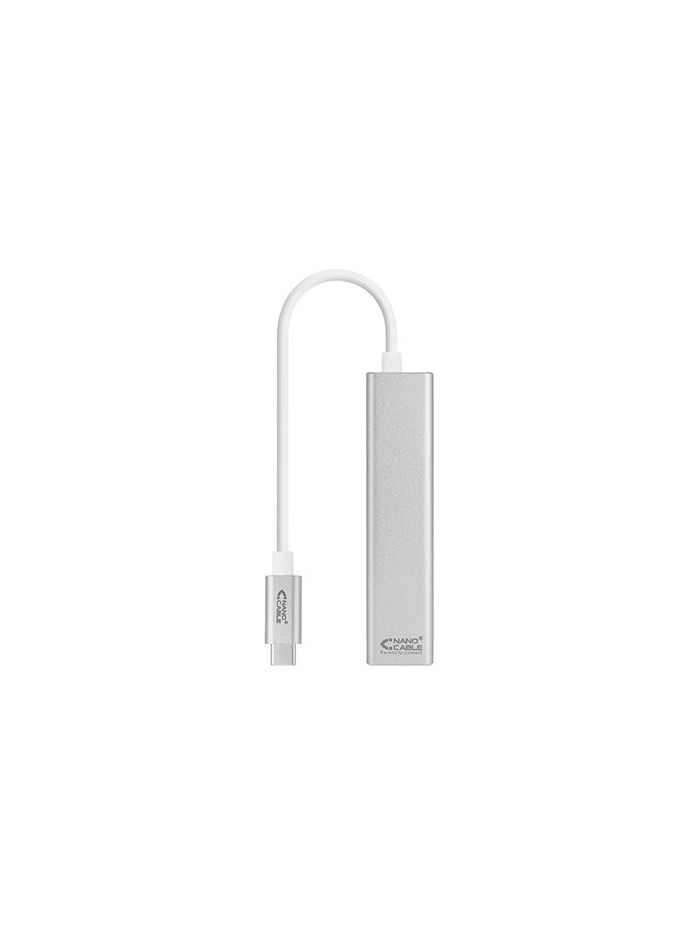 Cable usb tipo c 3.0 a gigabit ethernet + 3 x usb 3.0 nanocable 15cm - macho - hembra - plata Cable usb tipo c 3.0 a gigabit ethernet + 3 x usb 3.0 nanocable 15cm - macho - hembra - plata