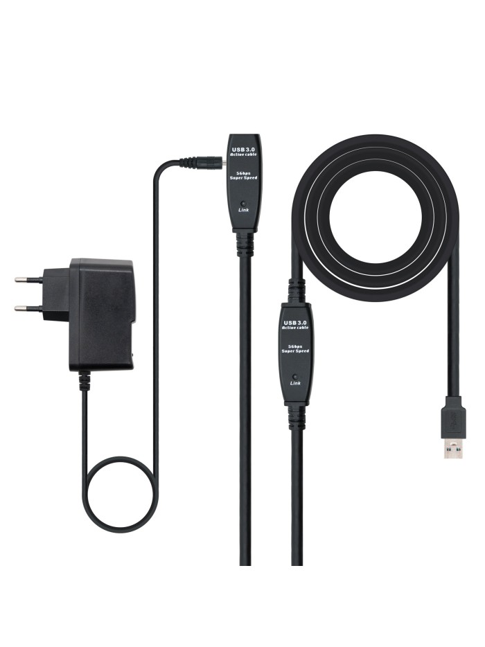 Cable nanocable prolongador alargador usb 3.0 con amplificador tipo a - m - a - h 10m. Cable nanocable prolongador alargador usb 3.0 con amplificador tipo a - m - a - h 10m.
