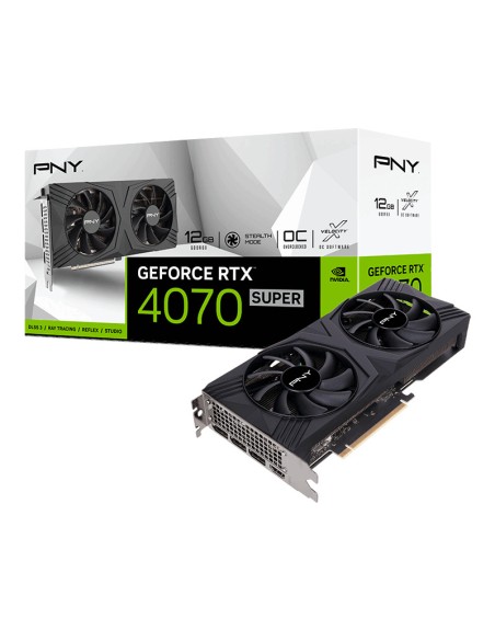 Tarjeta grafica pny geforce rtx 4070 super 12gb gddr6x verto 3xdp 1.4a hdmi 2.1 oc