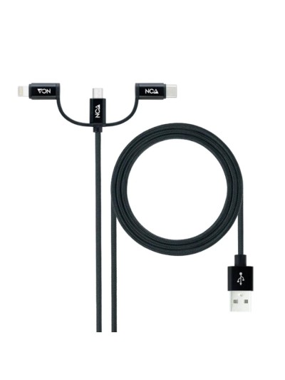 Cable usb tipo a a micro usb - usb tipo c - lightning nanocable 1m - macho - macho - negro