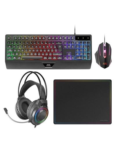 Kit mars gaming teclado + raton + alfombrilla + auricular