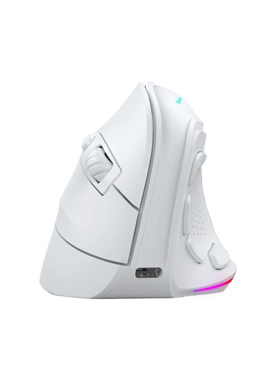 Mouse raton mars gaming ergonomico vertical.rgb inalambrico tri - mode blanco