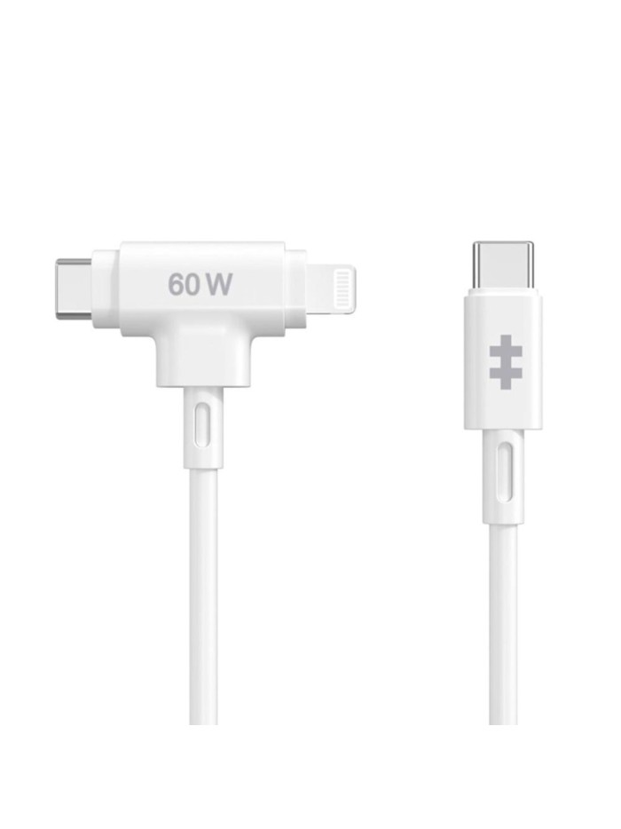 Cable usb tipo c a usb tipo c - lightning hyper 1.5m - macho - macho - blanco Cable usb tipo c a usb tipo c - lightning hyper 1.5m - macho - macho - blanco