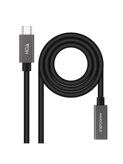 Cable usb tipo c nanocable 0.5m - macho - hembra - negro