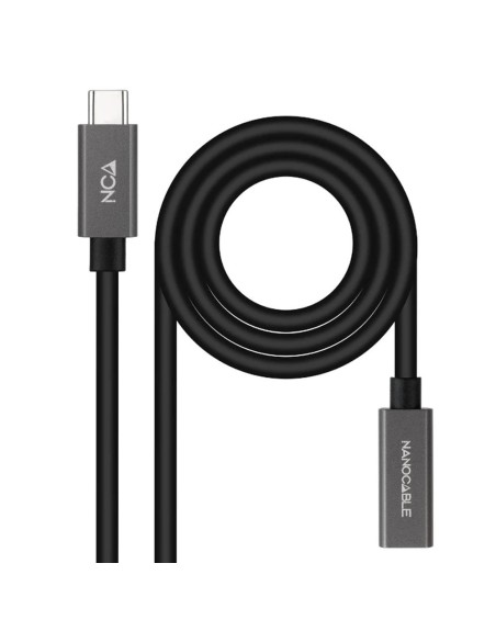 Cable usb tipo c nanocable 0.5m - macho - hembra - negro
