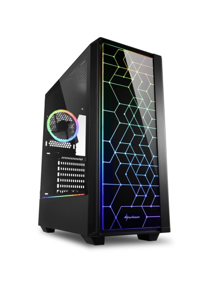 Caja sharkoon lit 100 atx 2 x usb 3.0 rgb sin fuente negro