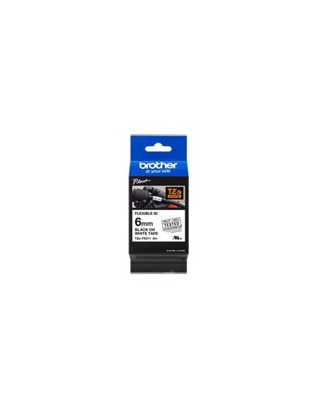 Cinta laminada brother tzefx211 texto negro sobre fondo blanco - 6mm ancho - 8m longitud