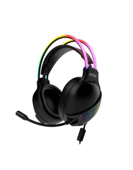 Auriculares micro krom klaim diadema - usb 2xjack 3.5mm - rgb