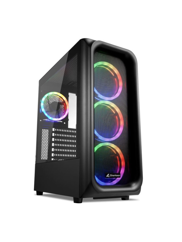 Caja ordenador gaming sharkoon tk5m atx 2 x usb 3.2 1 x usb tipo c 4 x 120mm rgb negro Caja ordenador gaming sharkoon tk5m atx 2 x usb 3.2 1 x usb tipo c 4 x 120mm rgb negro