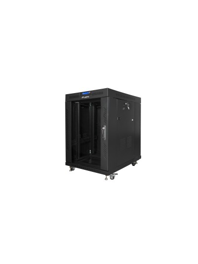 Armario lanberg rack 19 pulgadas 15u 800x1000 lcd puerta cristal flat pack negro