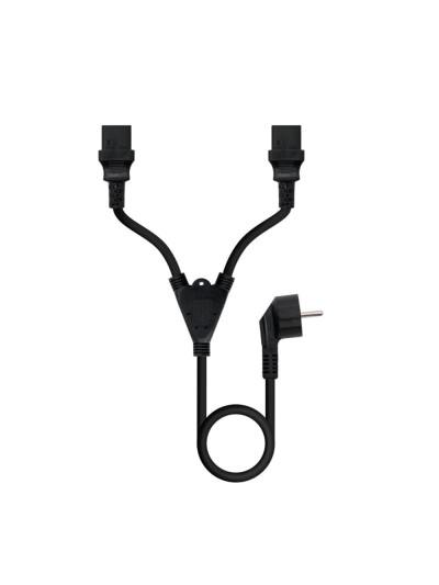 Cable alimentacion schuko a 2x c13 nanocable 1.8m - macho - hembra - negro