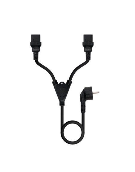 Cable alimentacion schuko a 2x c13 nanocable 1.8m - macho - hembra - negro