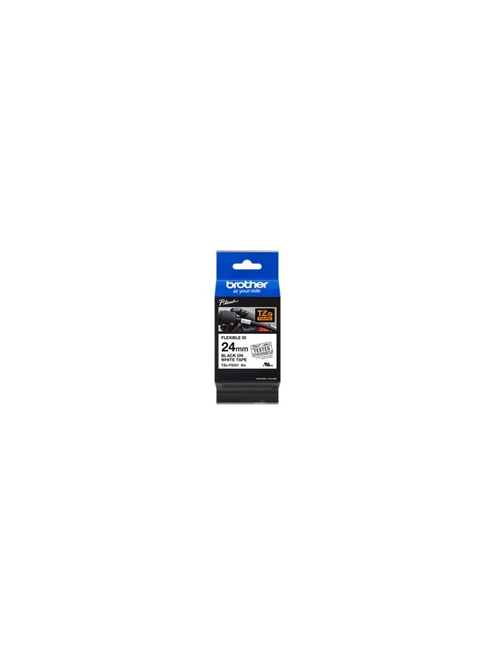 Cinta laminada brother tzefx251 texto negro sobre fondo blanco - 24mm ancho - 8m longitud Cinta laminada brother tzefx251 texto negro sobre fondo blanco - 24mm ancho - 8m longitud