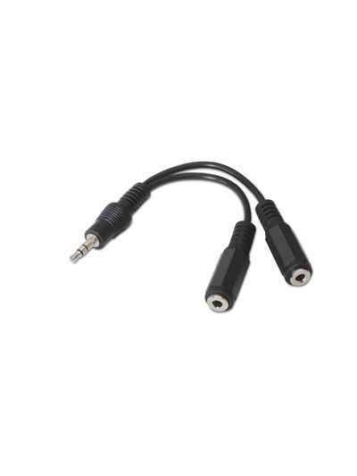 Cable audio nanocable 1 x jack 3.5mm a 2 x jack 3.5mm - macho - hembra - 15cm