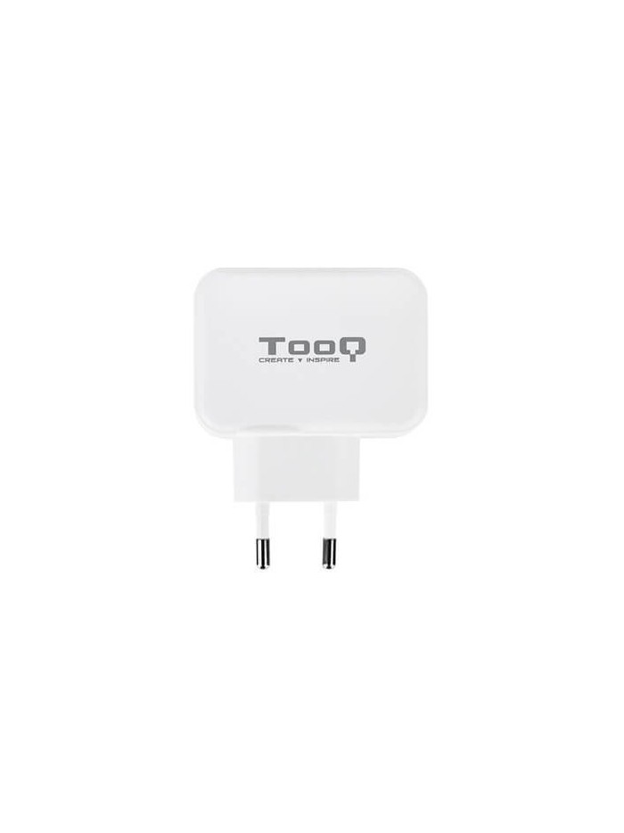 Cargador de pared doble tooq usb tipo c 3a - usb tipo a 2.4a - 27w - blanco Cargador de pared doble tooq usb tipo c 3a - usb tipo a 2.4a - 27w - blanco