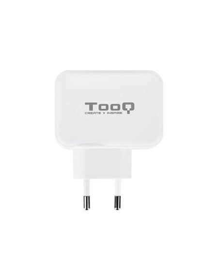 Cargador de pared doble tooq usb tipo c 3a - usb tipo a 2.4a - 27w - blanco