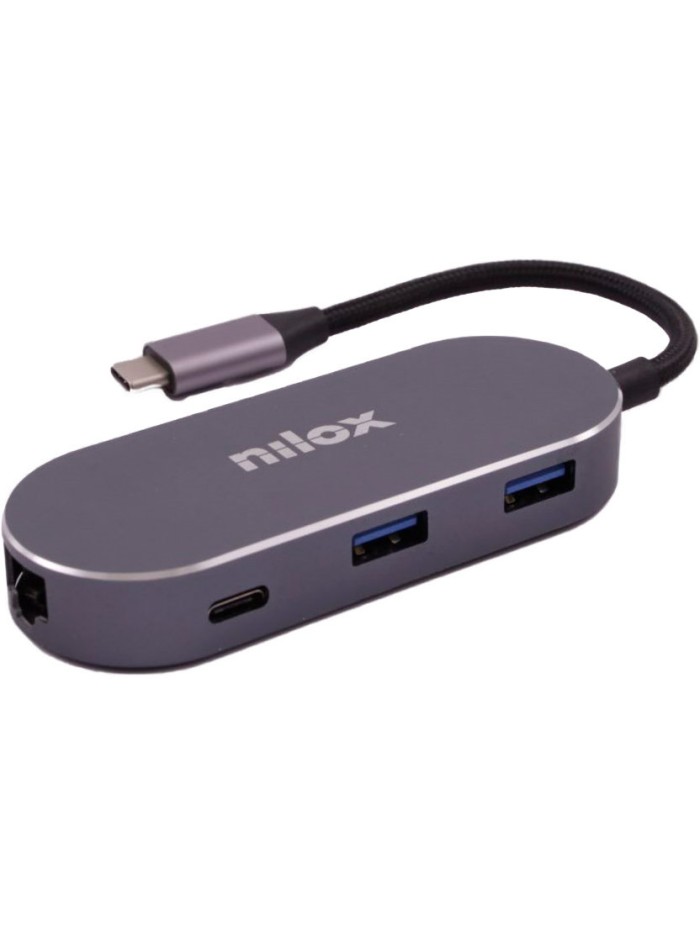 Hub nilox 3 x usb - usb tipo c - hdmi - rj45 Hub nilox 3 x usb - usb tipo c - hdmi - rj45