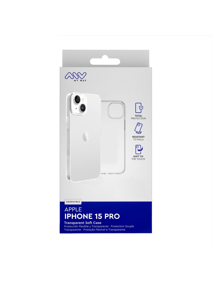 Carcasa myway para apple iphone 15 pro transparente Carcasa myway para apple iphone 15 pro transparente