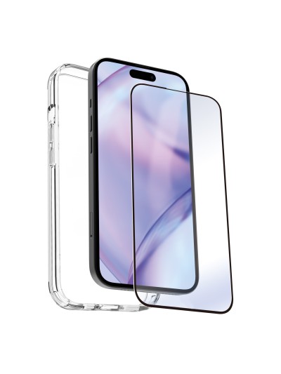 Carcasa myway para apple iphone 15 plus transparente + protector pantalla cristal templado