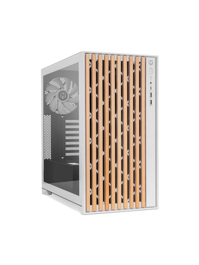 Caja ordenador gaming nox hummer element atx cristal templado madera blanco