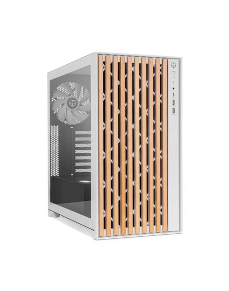 Caja ordenador gaming nox hummer element atx cristal templado madera blanco