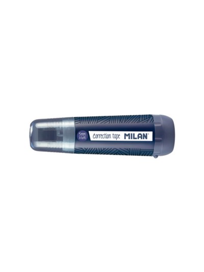 Cinta correctora milan 5 mm x 6 m coleccion 430 since 1918 azul marino blister de 1 unidad + 1 recambio