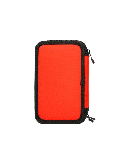 Plumier escolar antartik triple cremallera color rojo 36 piezas