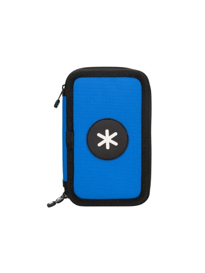 Plumier escolar antartik triple cremallera color azul 36 piezas