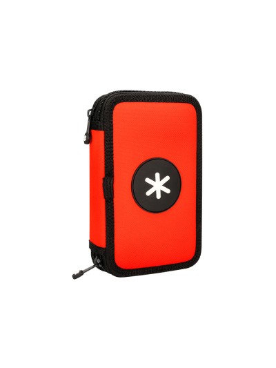 Plumier escolar antartik doble cremallera color rojo 28 piezas